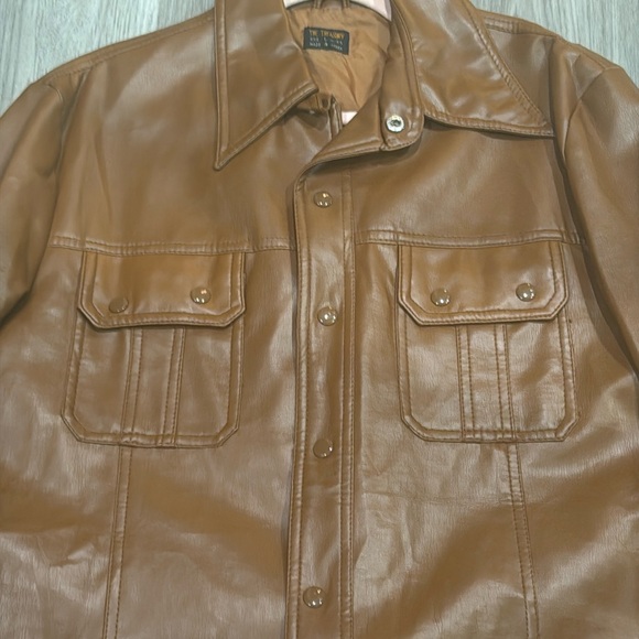 1970s vintage faux, leather, classic jacket pointed collar - Picture 1 of 6